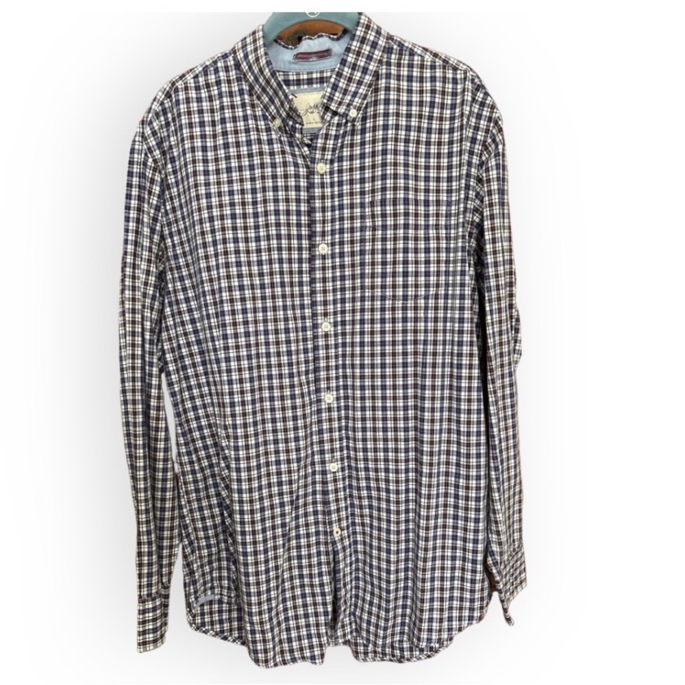 Johnston & Murphy Plaid Cotton Button Down Shirt Size L Business Casual Preppy